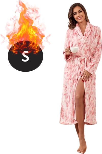 Bovista Badjas Dames - Fleece - Katoen - Badstof - Sauna - Hamam - Wafel - Bathrobe - Duster - Ochtendjas - Spa - Kimono - Roze S