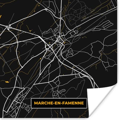Poster Goud - Stadskaart - Marche-en-Famenne - Kaart - Plattegrond - 100x100 cm XXL