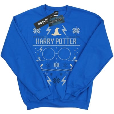 Harry Potter Sweatshirt met kerstpatroon voor jongens (Koningsblauw)