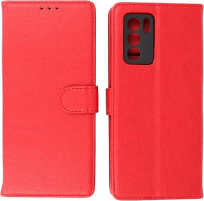 Oppo Reno 6 Pro 5G Hoesje - Book Case Telefoonhoesje - Kaarthouder Portemonnee Hoesje - Wallet Case - Rood