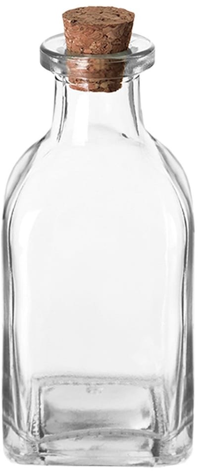 Glazen Flesje met Kurk - 110 ml - Voorraadpotje voor Kruiden & Olie - Decoratie Flesje - Transparant