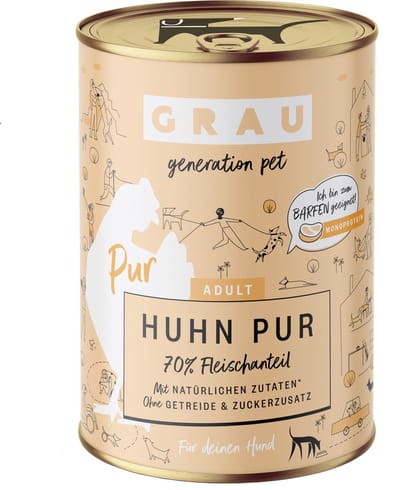 Grau Excellence Adult Puur Hondenvoer - Gevogelte - Blik - 6 x 400 g