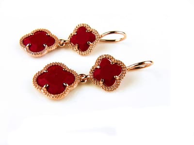 model Double Fiori klein oorringen in zilver roze verguld koraalrood