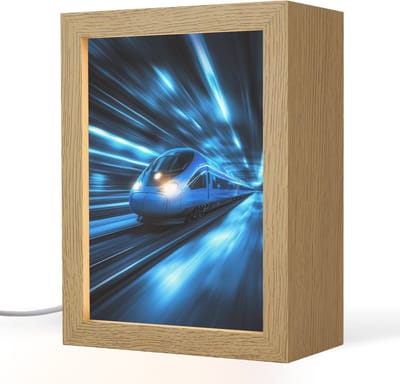 Nachtlampje 15x20 cm - Kinder lampje - Trein - Blauw - Neon - Tafellamp kinderkamer - Slaapkamer lamp - Bedlamp kinderen - Kinderlampje stopcontact - Wandlamp babykamer - Nachtlampjes