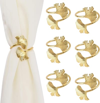 Gordijn Tiebacks - Gordijn Hangers - Decoratief Ophangen - Ginkgo Blad Design - Dia 38mm - Goud