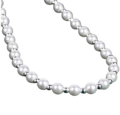 Ketting Parel -5 mm -Zilverkleurig kralen -45 cm -synthetische