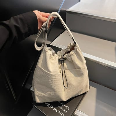 Without Lemon - Dames Casual Bucket Bag - Crossbody/Schoudertas - Trekkoord - Waterafstotend - Ideaal voor Reizen & Dagelijks Gebruik - 31x31x10cm - Beige