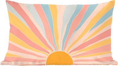 Sierkussens - Kussentjes Woonkamer - 60x40 cm - Illustratie - Zon - Pastelkleuren
