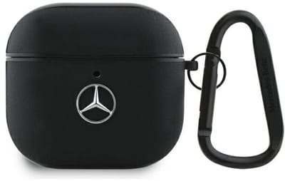 Mercedes Leather Metal Logo Case for AirPods 4 - Black