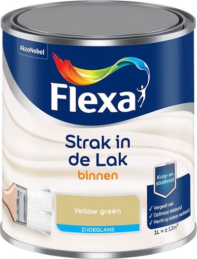 Flexa - Strak In De Lak Binnenlak Zijdeglans - Yellow Green - Mengverf - 1 L