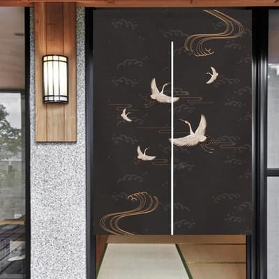 Deurgordijnen Japanse Noren Vijf Kraanvogels Kamerverdeling Keukendecoratie Poster Hangen Deurgobelin voor Slaapkamer 85x90cm 33.5x36in
