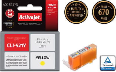 Originele inkt cartridge Activejet ACC-521YN Geel
