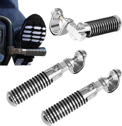 Motorfiets Voetsteunen - Motorsteunen Inklapbaar - Comfortabel Rijden - 90 Graden Opvouwbaar - 28-32 mm - Zilver