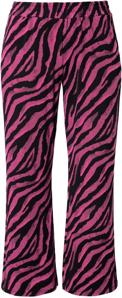 MIAMODA - Dames - Broek gekleurd zebramotief elastische tailleband. - Hibiscusrood - Maat 46