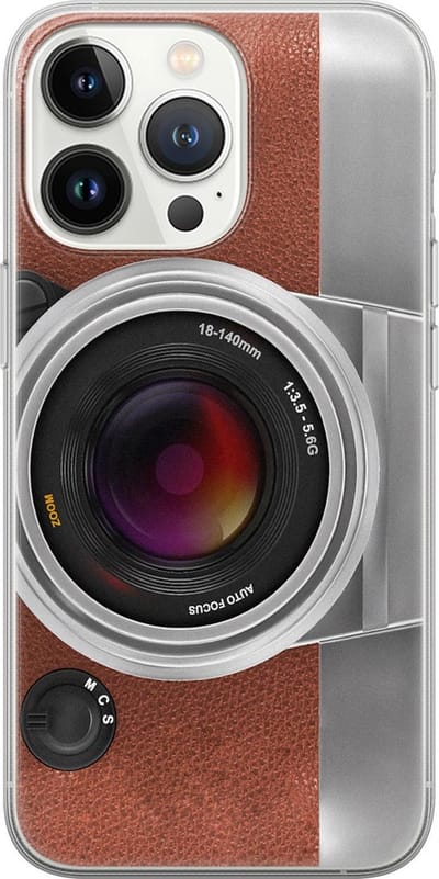 Leuke Telefoonhoesjes - Hoesje geschikt voor iPhone 13 Pro - Vintage camera - Soft case - TPU - Print / Illustratie - Bruin