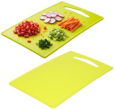 Plasticforte Keuken Snijplank - 2x - limegroen - 27 x 16 cm - kunststof - voor groente, fruit, vlees en vis