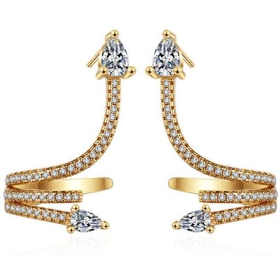 Boucles d'oreilles à tige en forme de serpent pour femmes, nouvelle paire de boucles d'oreilles créoles en argent 925 de luxe en zircon micro-incrusté, bijoux cadeau beige