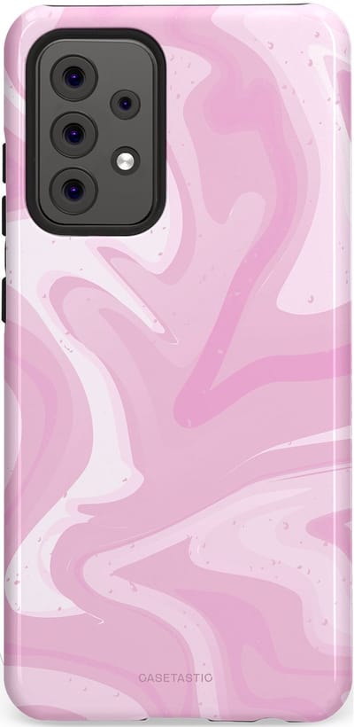 Casetastic hoesje geschikt voor Samsung Galaxy A52 (2021) 5G / Samsung Galaxy A52 (2021) 4G - Dubbellaagse bescherming - Zoet Roze Marmer - Fashion Case - Lichtroze Wit