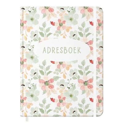Fyllbooks - Mijn Adresboekje met Alfabet - Wachtwoorden - Hardcover - A5 Formaat - Flowers - Bloemen