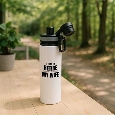 Hacebo® - I tried to retire waterfles met draaidop grijs - Pensioen - werken voor vrouw - werk - afscheidscadeau - verjaardagscadeau - kado - water fles - 850ML