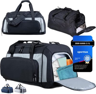MIRA® Tennistas Dames – Tenniszak - Tennistas kind – Zwart/Grijs - ‎60cm x 30cm x 30cm
