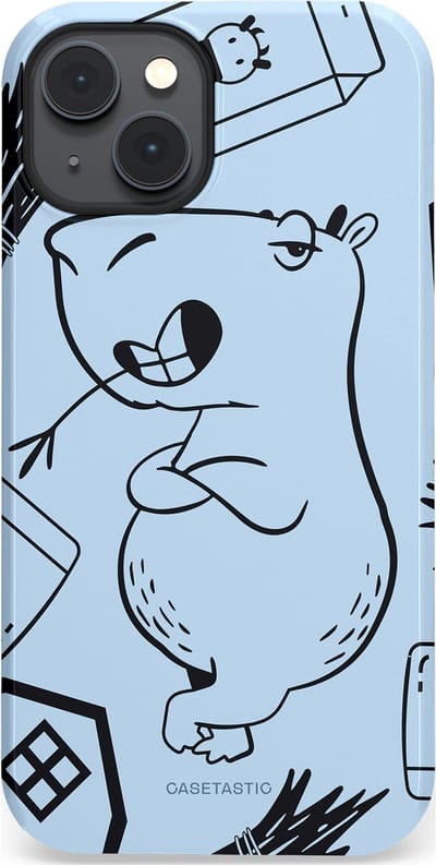 Casetastic Hoesje Geschikt voor Apple iPhone 14 Plus Magsafe - Stijlvolle Beschermende Duo-layer Case - Capibara chillen