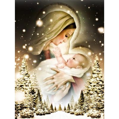 5D DIY Diamond schilderij  Religieuze Madonna  borduurwerk kruissteek Strass mozaïek schilderij 20X30CM beige