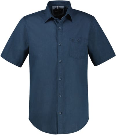 LERROS Effen overhemd met korte mouwen in grote maten , Maat: 3XL , Kleur: CLASSIC NAVY , 80% katoen, 20% linnen