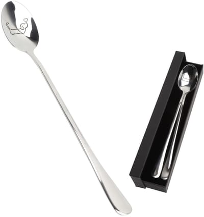 Dailygoods - Lepelset van roestvrij staal hondendesign 2 stuks koffielepel dessertlepel met zwarte geschenkdoos voor thee koffie dessert cadeau voor hondenliefhebbers