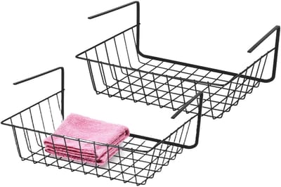 Urban Living Hangmand voor kast - 2x - metaal - zwart - 29 x 21 x 11 cm - kastmandje