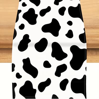 Zwart Witte Koeienhuid Print Linnen Tafel Runner Commode Sjaals Tafel Decoratie Cowboy Thema Eettafel Runner Vakantiefeest Decoratie 150x33cm