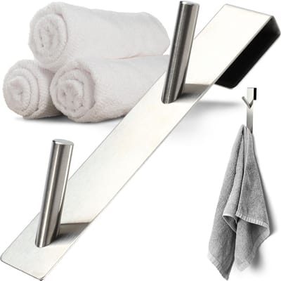 KADAX Deurhaken om op te hangen, deurkapstokken, deurkledinghaken, kledinghaken, deurkledinghaken van roestvrij staal (zilver, 1 stuk, dubbel)