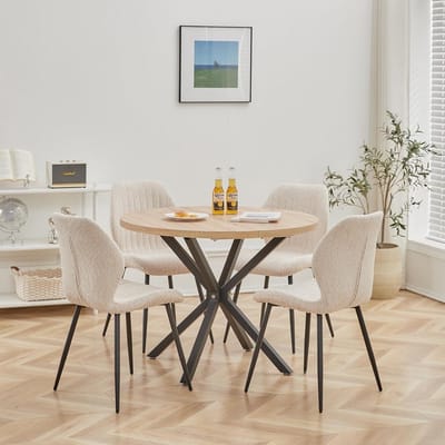Ronde Eettafelset met 4 Stoelen voor Eetkamer en Keuken 100 cm