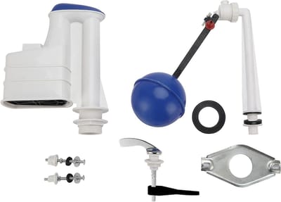 Cisterne Pack Compleet - Toiletreservoir Onderdelen - Toilet Reparatie - Bodeminlaat Klep - 12.5 x 7.6 x 22 cm - Chroom