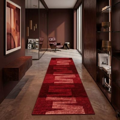 FLOORDIREKT Tapijtloper Via Veneto - voor Keuken, Hal & Woonkamer - Op Maat - Tapijt per Meter - Keukenloper - Brug - Woonkamer Tapijt - Rood - 67 x 100 cm