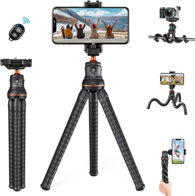 K&F Octopus Tripod Smartphone - Mini Camera Statief Incl 360° Draaibare Telefoonhouder & Afstandsbediening - Gorillapod