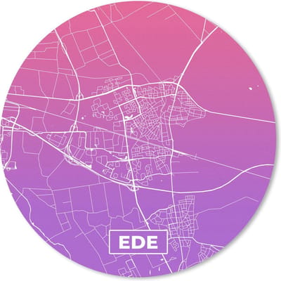 Muismat rond 20x20 cm - Mousepad Stadskaart - Ede - Paars - Nederland - Ronde muismatten