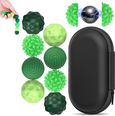 8-delige magnetische anti-stress speelgoedset, magnetische ballen met siliconen hoes, sensorisch stressbal speelgoed voor ontspanning, focus en mindfulness (groen)