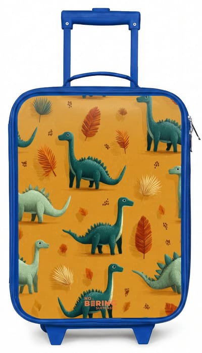 NoBoringSuitcases.com® - Kinderkoffer blauw - Kindertrolley jongen - Lange nekken in herfstlandschap - Koffer kind lichtgewicht - Reiskoffer trolley voor kinderen - Koffertje met lichtgevende wieltjes - Rolkoffer