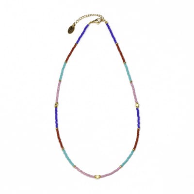 CO88 Collection 8CN-26336 Kralenketting met Miyuki Kralen - Multi kleuren - 40+5cm - Goudkleurig Slot