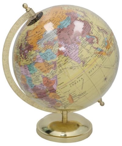 Gerimport Decoratie Wereldbol Thomas - globe - geel - D18 x H24 cm - topografie