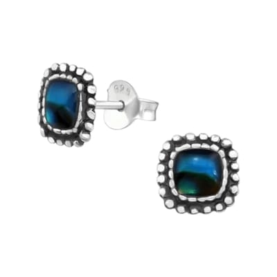 Aramat Jewels | Oorbellen | Zilveren Blauwe Abalone Oorbellen 7 mm | | | |7mm | Zilver | Volwassenen, Kinderen | Verkleurd niet