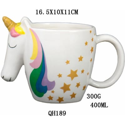Regenboog Paard 3D Eenhoorn Keramische Mok, 400ml Cartoon Koffiemokken, Creatieve Ontbijt Melkbekers, Stel Kawaii Beker Kerstcadeau 401-500ml