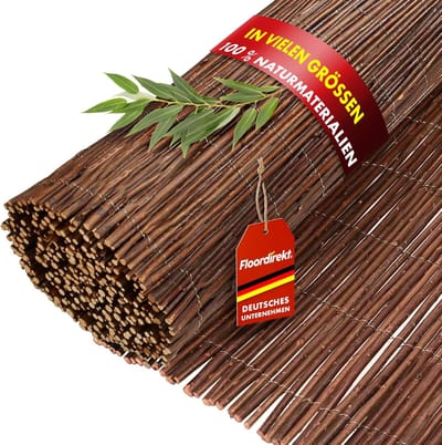 FLOORDIREKT Balkon Privacy Scherm - Wilgentenen Schutting - Privacy Schutting voor Tuin & Balkon Lambrisering - Natuurlijke Privacy Scherm Mat - 90 x 300 cm
