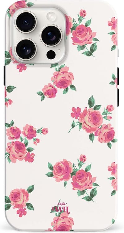 xoxo Wildhearts siliconen hoesje geschikt voor iPhone 13 Pro hoesje - Dream Rose - Kwalitatieve backcover - TPU materiaal - Hoesje met rozen - Roses - Wit / Creme