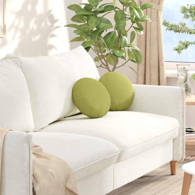 vidaXL - Zitkussens - 2 - st - Stof - Lichtgroen - Ø30 - x - 13 - cm
