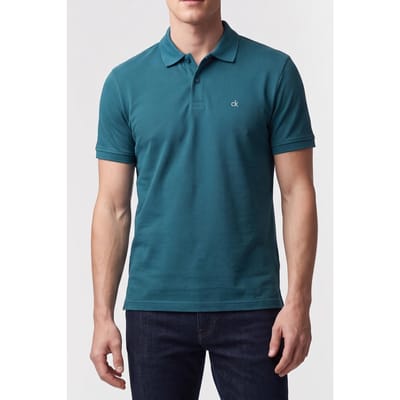 Calvin Klein Short Sleeve Monogram Pique Polo Tahoe Green Taglia: M | Polo Outlet | Uomo | Verde
