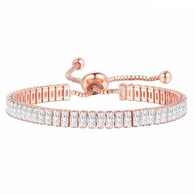 Fako Bijoux - Dames Armband Zirkonia Steentjes - Verstelbaar - 14-22cm - Cadeau - Verjaardag - Vrouw - Rosé Goudkleurig