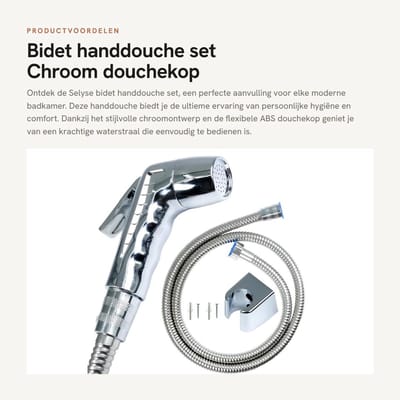 Dailygoods- Bidet Handdouche Chroom - Douchekop met Slang - 1,5 m Slang - Antibacterieel - Lekvrij - Eenvoudige Installatie