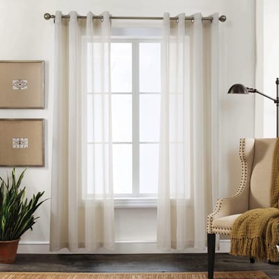 Dailygoods- Gordijnen met ringen - Doorschijnend - Set van 2 - H 245 x B 140 cm - Onderhoudsvriendelijk - Linnenlook - Lichtdoorlatend - Voile